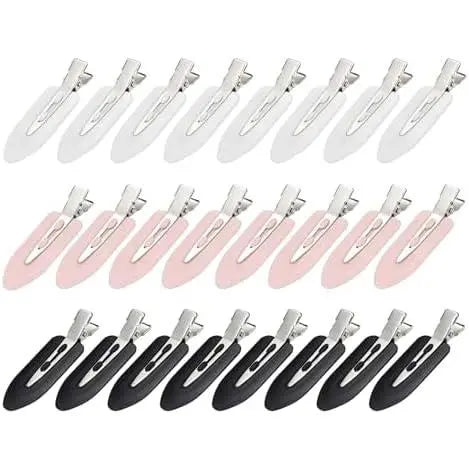 24 count Creaseless Hair Clips for Women Makeup, Black//White | No Bend No Crease,  Flat Hair Barrettes for Fixing Bangs Bangs, Finger Waves, Salon Hairstyling Hairdressing