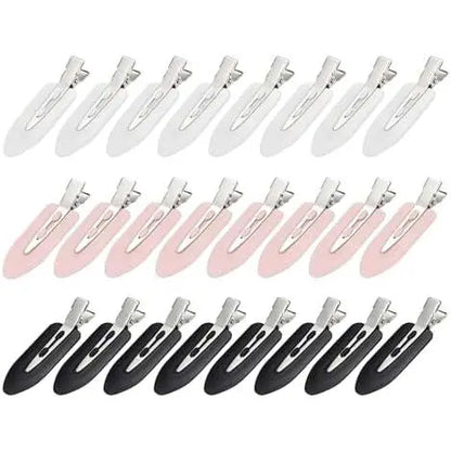 24 count Creaseless Hair Clips for Women Makeup, Black//White | No Bend No Crease,  Flat Hair Barrettes for Fixing Bangs Bangs, Finger Waves, Salon Hairstyling Hairdressing