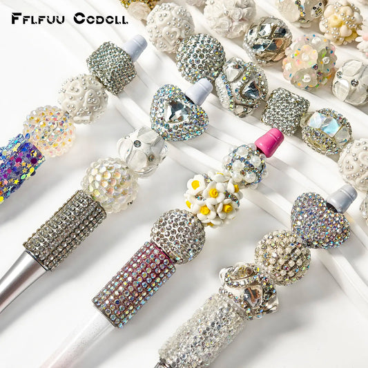 10Pcs Iced Out Full Rhinestone Through Hole Beads - Mixed Heart, Square, Round Shapes with 3D Flower Decor, Vintage Coquette Style Versatile Set for DIY Craft Embellishments, Pen Phone Charm Making (Vintage & Small Pieces Bead Assortments)