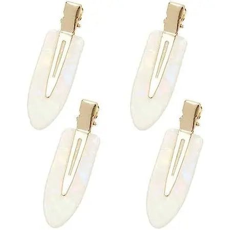 Small Hair Clips 2.36inch No Crease Hair Pins No Bend Cute Barrettes Accessories for Women Thin Curly Fine Hair Styling Sectioning, Pack of 4 (Milk White)