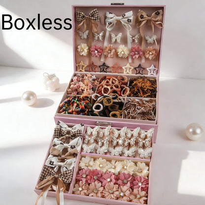 808Pcs Sweet Bow Flower Hair Accessories Set, Assorted Hair Ties, Clips and Barrettes, Cute Daily Hair Decorations for Girls