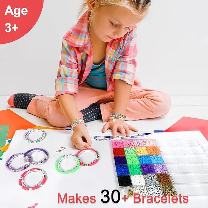 3400 Pcs Clay Beads Bracelet Making Kit, Friendship Bracelet Kit for Jewelry Making, Flat Polymer Heishi Beads with Charms, Gifts Crafts Set for Girls Ages 6-12