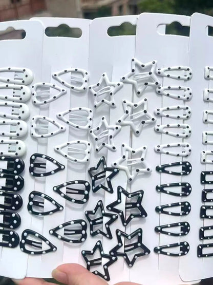 20/30/50pcs and Polka Dot Snap Hair Clips, Decorative Hair Clips, Hair Clip Set, Cute Star & Heart Shaped Metal Bb Clips, Non-Slip Hair Accessories for Women and Girls, Hairclips
