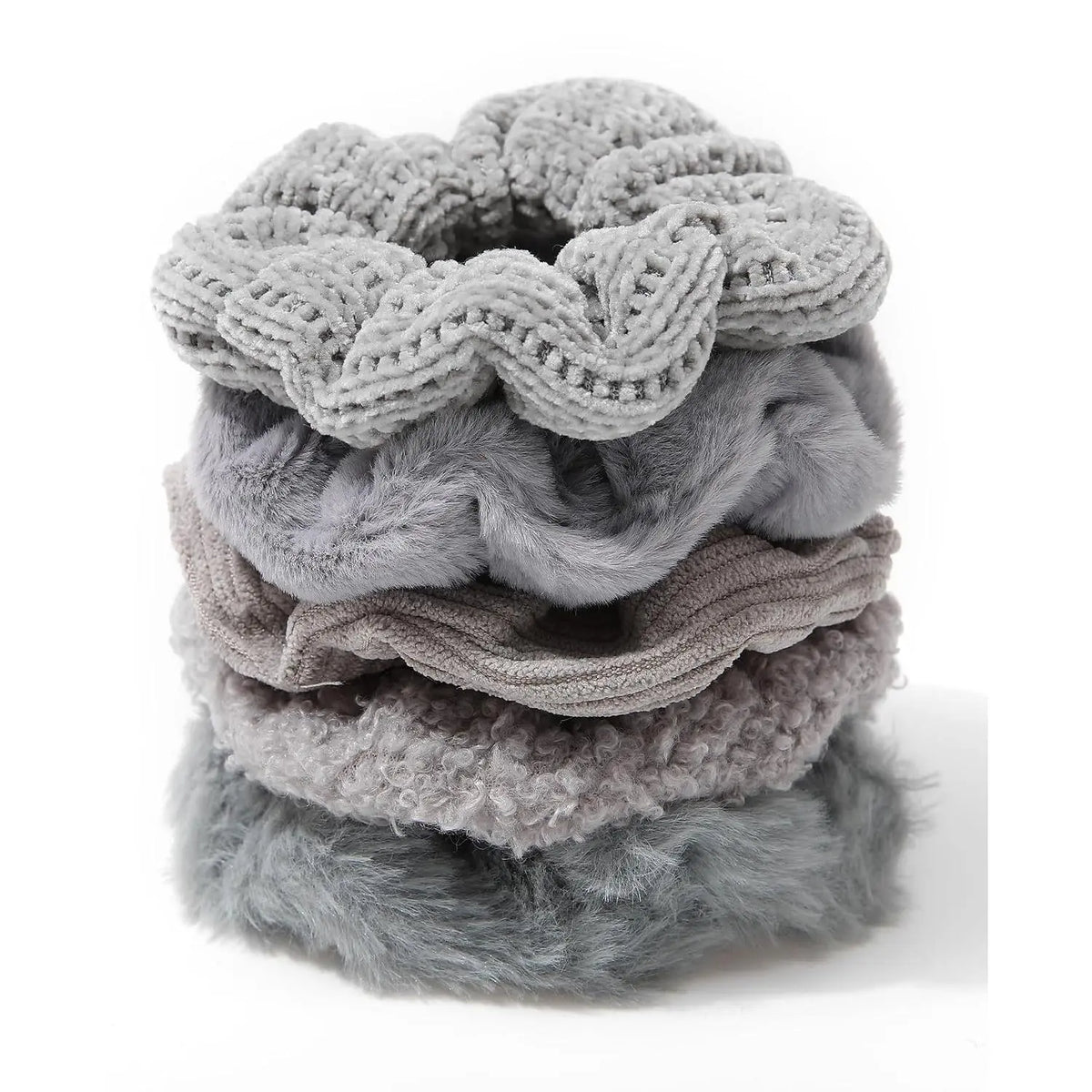 5 count Furry Scrunchies Elastic Hair Scrunchies for Women and Girls