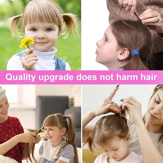 350 Pieces Colored Elastic Bands Hairbands & Scrunchies - Comfy Cotton Fit, 20 Colors, No Crease Small Baby Hair Ties, Finger Ponytail Holders for Kids