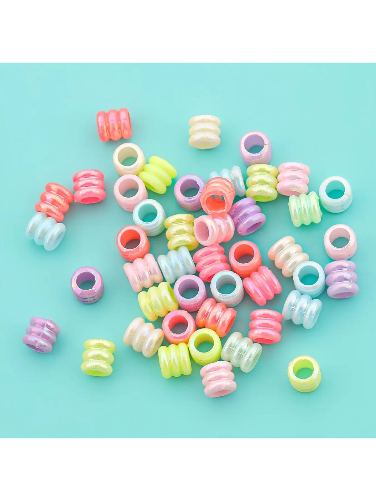 200pcs 7mm Large Hole Loose Beads, Acrylic Beads, Cylindrical Spacer Beads, Iridescent Straight Hole Spacer Beads, Rainbow Drilled Beads, Cartoon Shaped Beads Handmade DIY Bracelets, Necklaces, Anklets, Earrings Jewelry, Beads for Jewelry Making