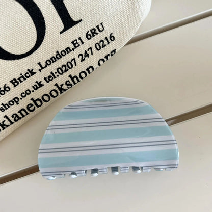 3pcs Pastel Striped Acrylic Hair Claw Clips with Glossy Surface, Durable Spring Clasp Firmly Holds Hair. Two Classic Shapes Suit Thick & Thin Hair, Perfect for Casual Daily Updo Styling.,sohochic