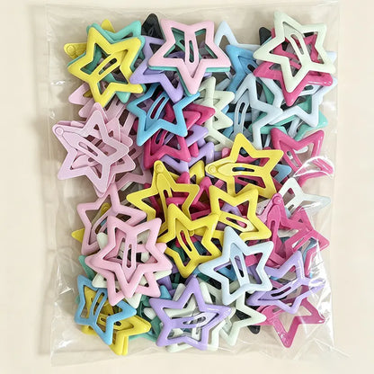 100 Pcs Star Shape Hair Clips for Girls, Y2K Colorful Design, Cute Vibrant Playful Baby Hair Accessories, Ideal for Daily Use, Birthday Parties, Girl,sohochic