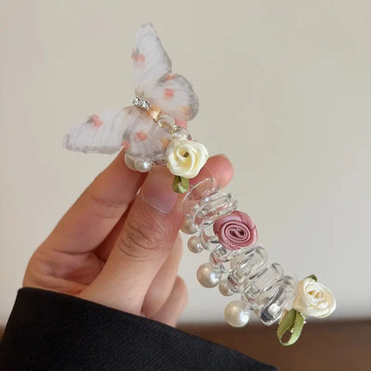 Female Elastic Band Scrunchies, Fairy-Style Rose Motif Phone Cord Hair Ties, Forest-Themed Ponytail Accessories for Bubble Braids, Updos, Daily Wear