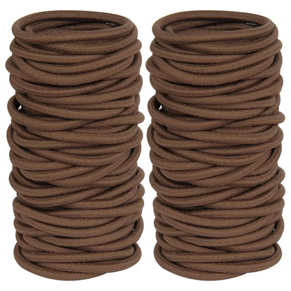 120PCS Nylon Solid Color 4mm Tie-Band Hairbands & Scrunchies Variety Pack - High Stretch Durable Everyday Hair Accessories for Thick Hair