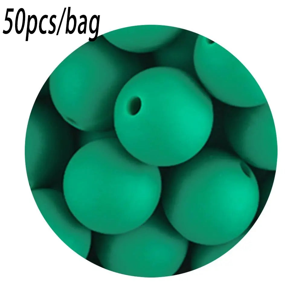 Silicone Beads Kit, 50 pcs Beaded Set of 15 mm Silicone Beads, Bead Assortment and DIY Beading and Jewelry Making Supplies for Keychains, Necklaces and Jewelry Crafts
