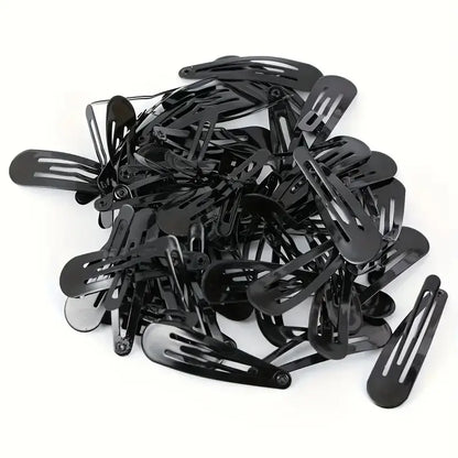 40pcs/Set Black Elastic Hair Clips for Women Girls, Non-Slip Clips for Braiding Bangs Sectioning, Daily Use Hair Accessories for Shower Gift