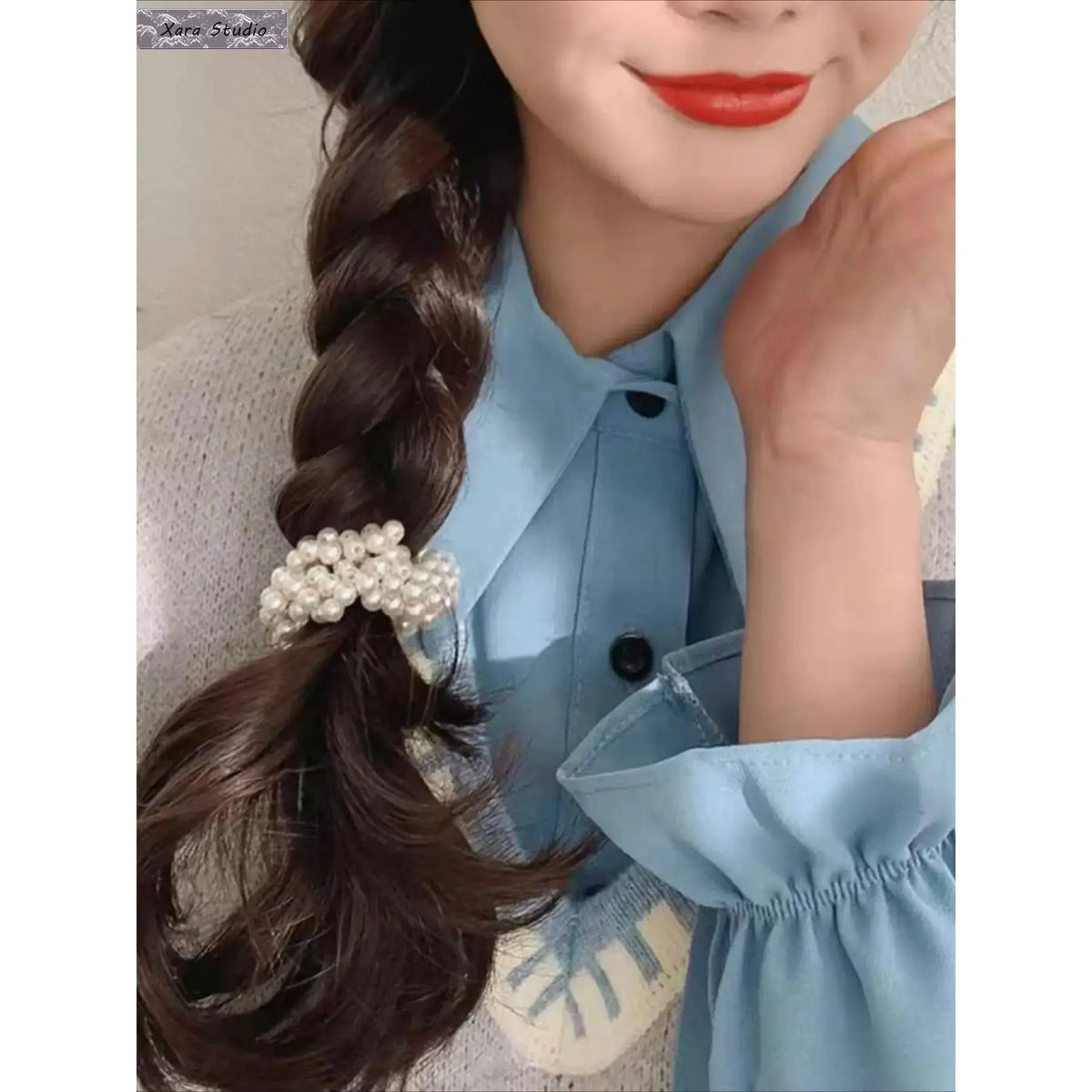 Cute Faux Pearl Decorated Hair Scrunchie Set, 3pcs High Stretch Hair Ties for Women & Girls, Minimalist Headwear for Thick Hair, Ponytail Hairstyle, Scrunchies, Cute Hair Accessories, Elastic Band Scrunchies,sohochic