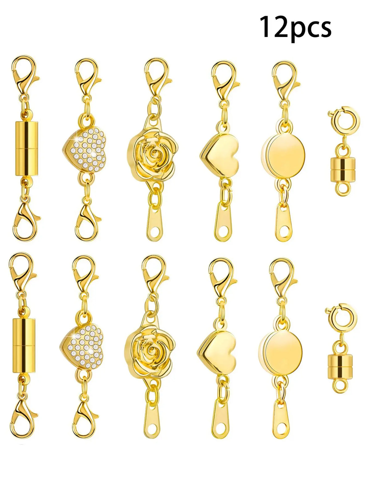 12pcs Magnetic Necklace Clasps and Buckles, Locking Magnetic Jewelry Clasp, Magnetic Necklace Extender, Necklace Clasp Helper, Adjustable Clasp, Clasps for Jewelry Making, DIY Jewelry Accessories