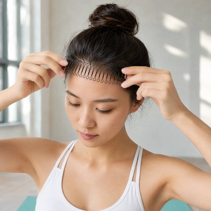 U Shape Hair Finishing Fixer Comb, 3 Pieces Bobby Bangs Holder Styling Tool Stretchable Hair Pin U Shape Wavy Comb Clips Spring Headband Circle Styling Black Pins Bun Hairpins for Women Girl - MM2
