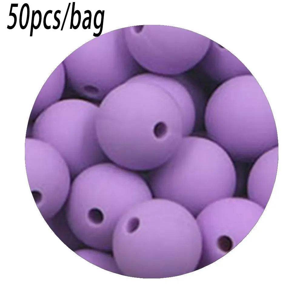 Silicone Beads Kit, 50 pcs Beaded Set of 15 mm Silicone Beads, Bead Assortment and DIY Beading and Jewelry Making Supplies for Keychains, Necklaces and Jewelry Crafts