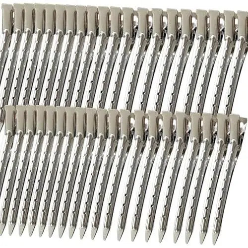 40 count 3.5 Inch Duck Billed Clips,Metal   Hair Clips with Holes for Styling, Coloring, Thick Hair Rollers, Salon Use, Clips for Women for Thick Hair & Thin Hair,