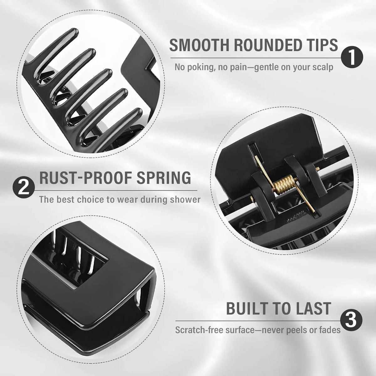 Nylon Hair Claw Clips: Flexible & Unbreakable Safe Large Hair Claws for Thick/Thin Hair Women - Strong Hold 4 Pack 4.3 Inch Big Trendy Jaw Clips, Hair Tools, Flexible Hold