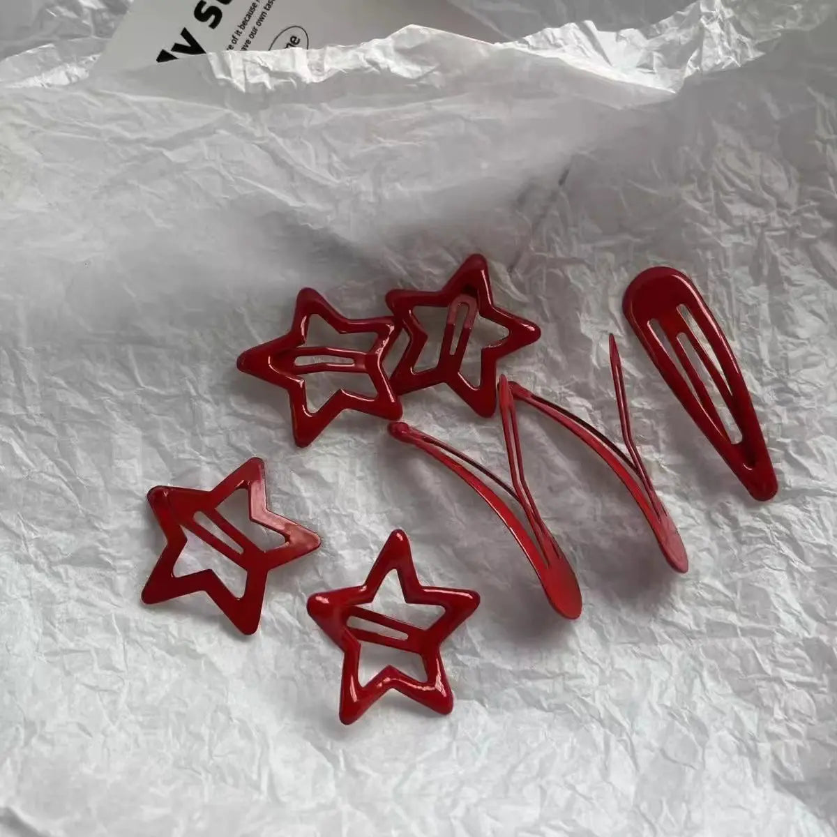 10pcs Red Oil Drop Star Waterdrop Hair Clips for Women, Simple Cute Back Head Hair Accessories for Daily Home Commuting College Gift