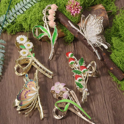 6 Pcs Hair Claw Clips for Women, Large Strong Metal Butterfly Hair Clips Flower Hair Clips for Women Thick Hair