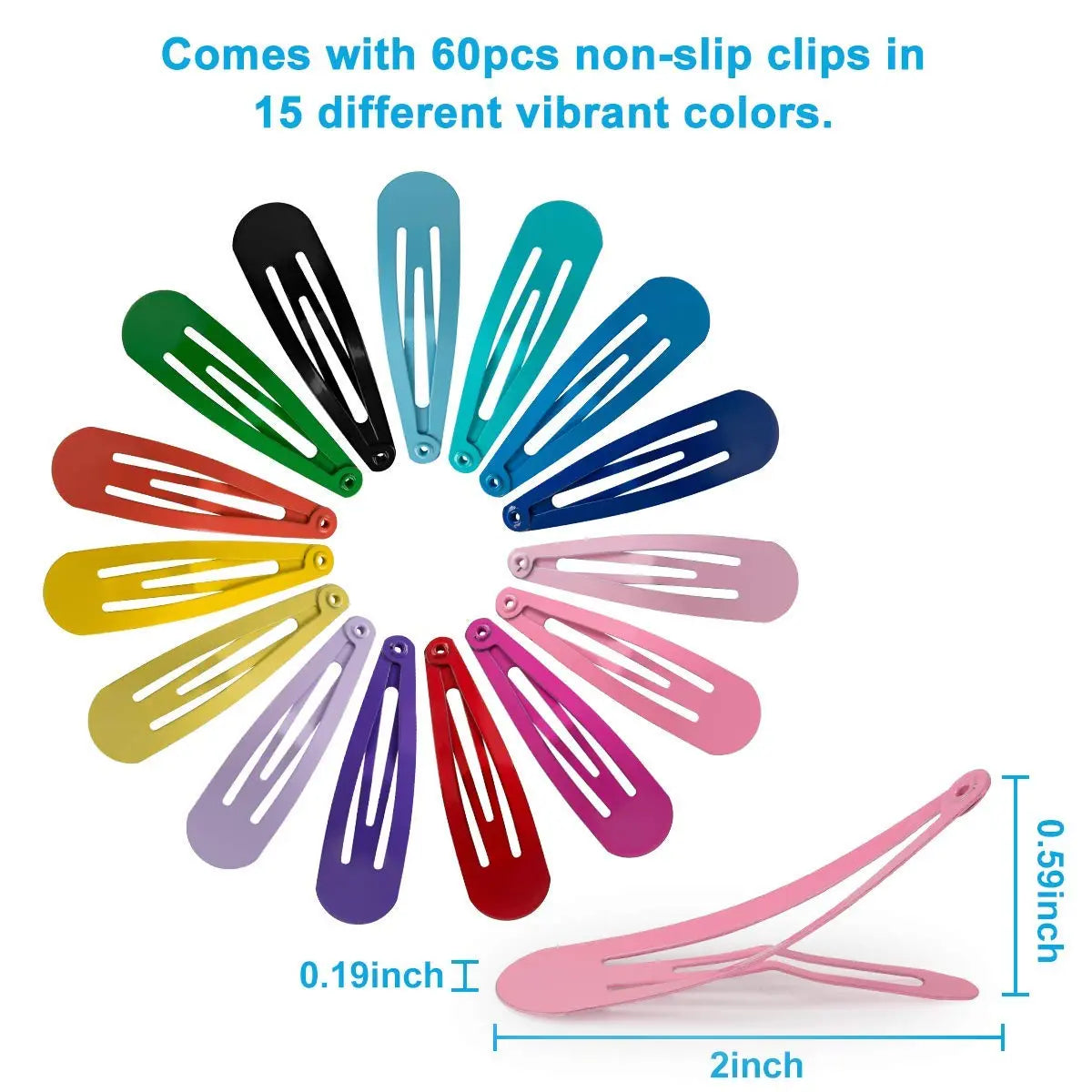 60 Pcs Hair Barrettes, Non-Slip Hair Clips, 2 Inch Metal Hairpins Accessories for Toddlers, Girls, Kids, Teens, Women