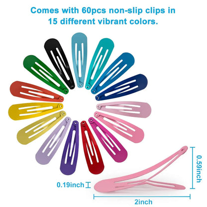 60 Pcs Hair Barrettes, Non-Slip Hair Clips, 2 Inch Metal Hairpins Accessories for Toddlers, Girls, Kids, Teens, Women