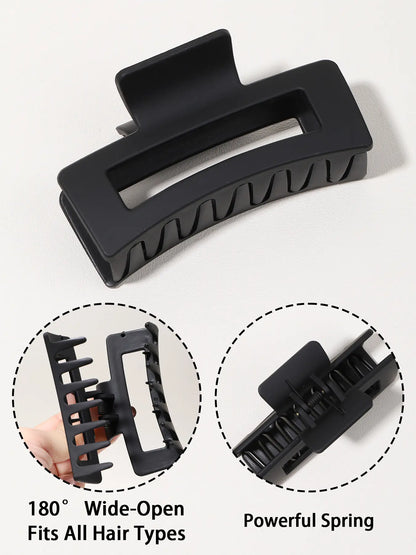 6pcs Large Hair Claw Clips Strong Hold Matte Nonslip Hair Claws Accessories for Thick Hair Elegant Rectangle Design Daily Styling Hair Jaw Clamps for Women Lady Hair Styling Tool