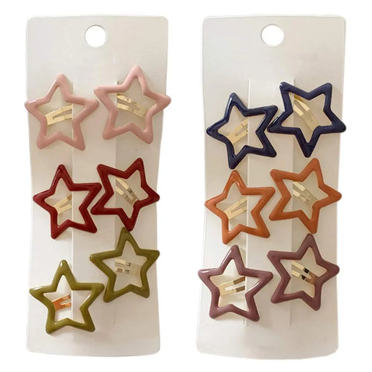 Women’s & Girls’ Kawaii Star Metal Snap Clips, 12-Piece Colored Fashion Hairpins with Snap Closure, Decorative Hair Styling Clips for Daily Use & Parties