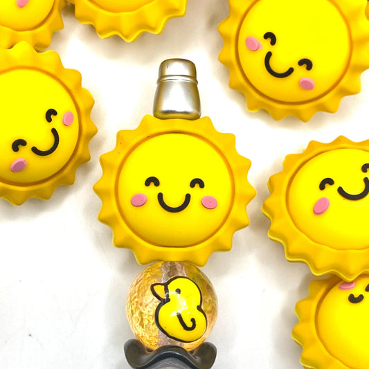 1pc Here Comes The Sun 3D Silicone Focal Beads - Sun Shaped Beads Sunshine Craft Supplies DIY Summer Crafting