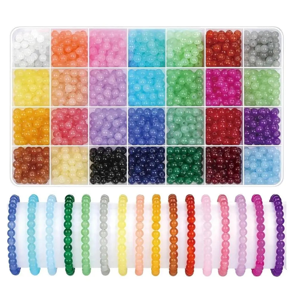1440 Multicolor Glass Beads for Jewelry Making, DIY Bracelets and Necklaces, Transparent Bead Accessories for Craft Projects