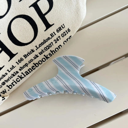 3pcs Pastel Striped Acrylic Hair Claw Clips with Glossy Surface, Durable Spring Clasp Firmly Holds Hair. Two Classic Shapes Suit Thick & Thin Hair, Perfect for Casual Daily Updo Styling.,sohochic