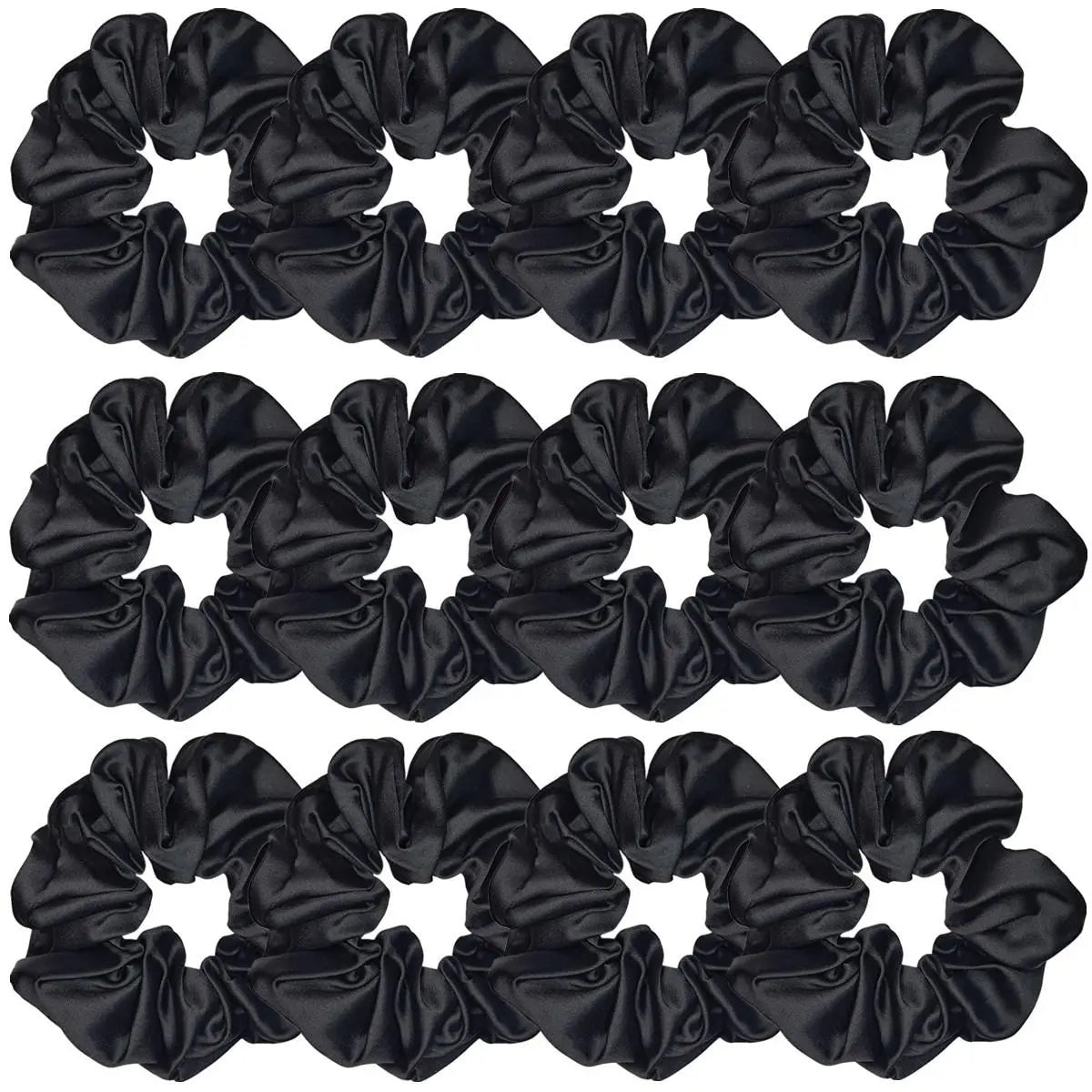 12pcs Women’s Solid Color Satin Silk Scrunchies, Non-Damaging Elastic Hair Ties for Women, Great for High Ponytail Casual Wear Daily, Perfect Christmas Birthday Gift for Her