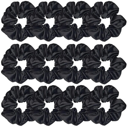 12pcs Women’s Solid Color Satin Silk Scrunchies, Non-Damaging Elastic Hair Ties for Women, Great for High Ponytail Casual Wear Daily, Perfect Christmas Birthday Gift for Her