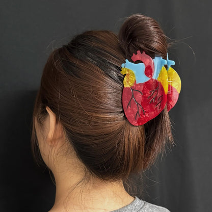 Anatomical Red Heart Hair Claw – Double-Sided Durable Plastic Clip for Women & Girls, Inspired Gift Design for Medical Professionals, Cardiovascular Surgeons, Doctors, Nurses, Premium Hair Accessory for Her, Bestie, BFF