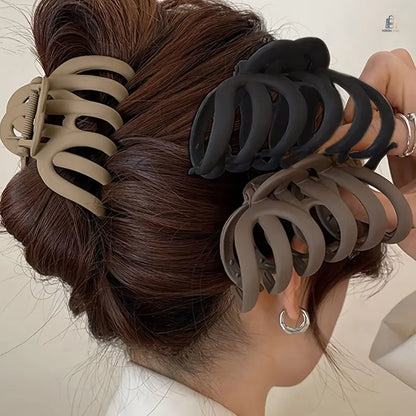 Women's 3-Pack Large Solid Retro Pumpkin Claw Clips, Non-Slip Plastic Hair Clamps, Minimalist Elegant Hair Accessories for Daily Wear, Vacation, Claw Clip,sohochic