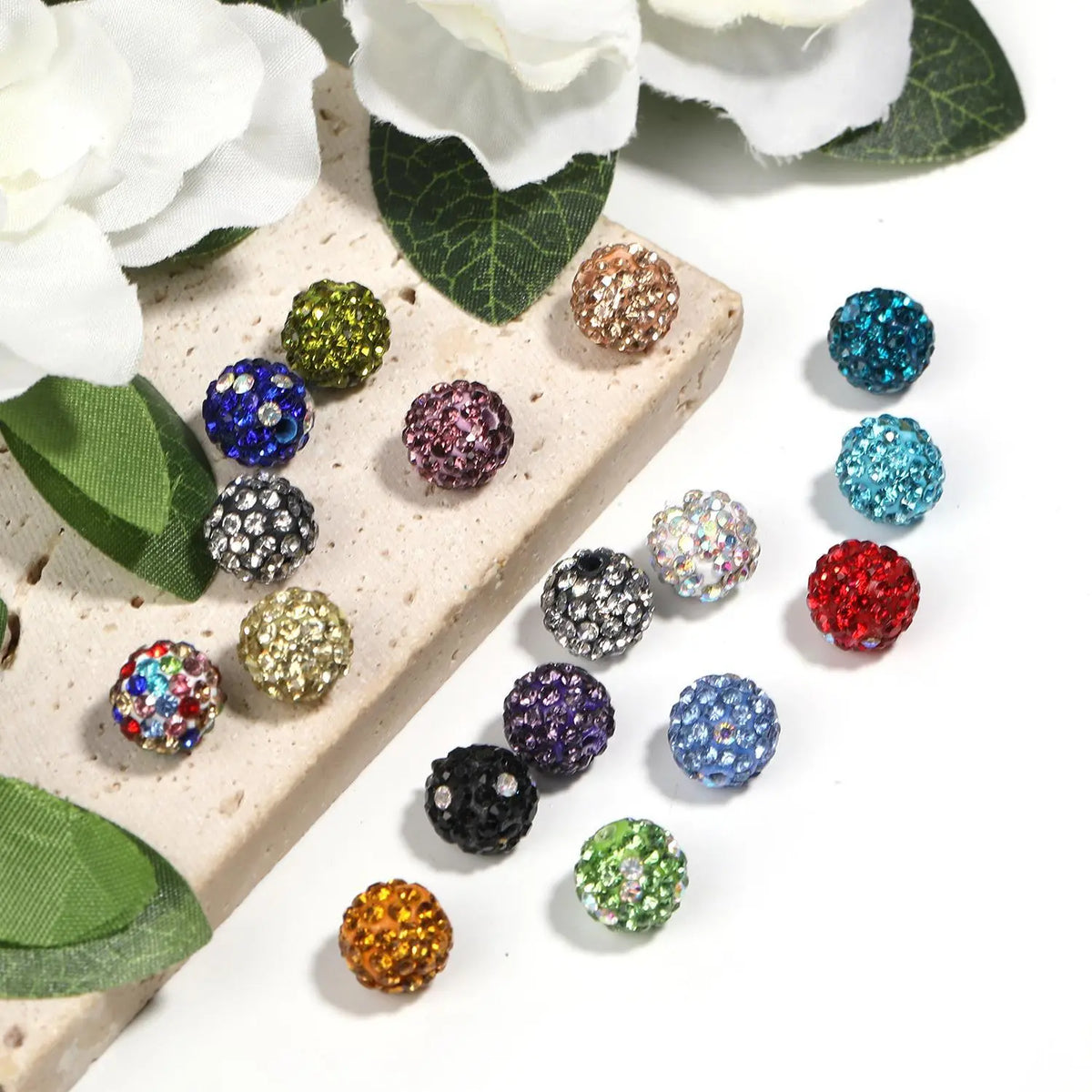 B57 Handmade Polymer Clay Round Straight-Hole Drill Balls - DIY Beading Material for Jewelry Lovers, Charms Making, DIY Craft Embellishments, Beads and Accessories, Rhinestone Beads