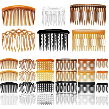 24 Pieces French Hair Side Combs Set Plastic Twist Comb Hair Clip Combs Accessories for Girls Women (9/11 /23 Teeth Side)