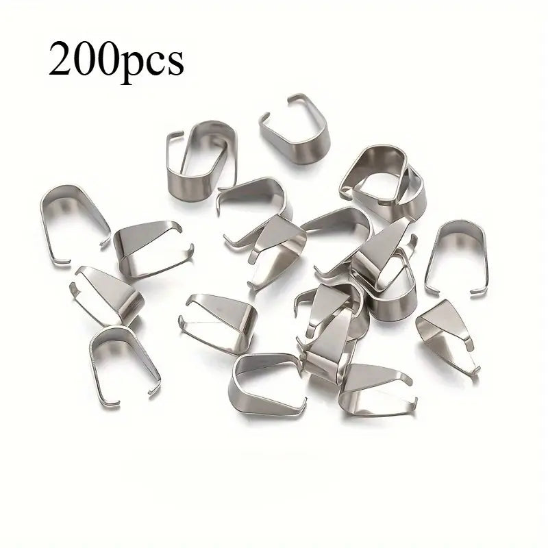 200pcs Stainless Steel Pinch Clip Pendant Clasp Bail Connector for DIY Beading Making Necklace Jewelry Making Supplies Accessories Barrel Clasp Beads And Accessories Metal Accessories