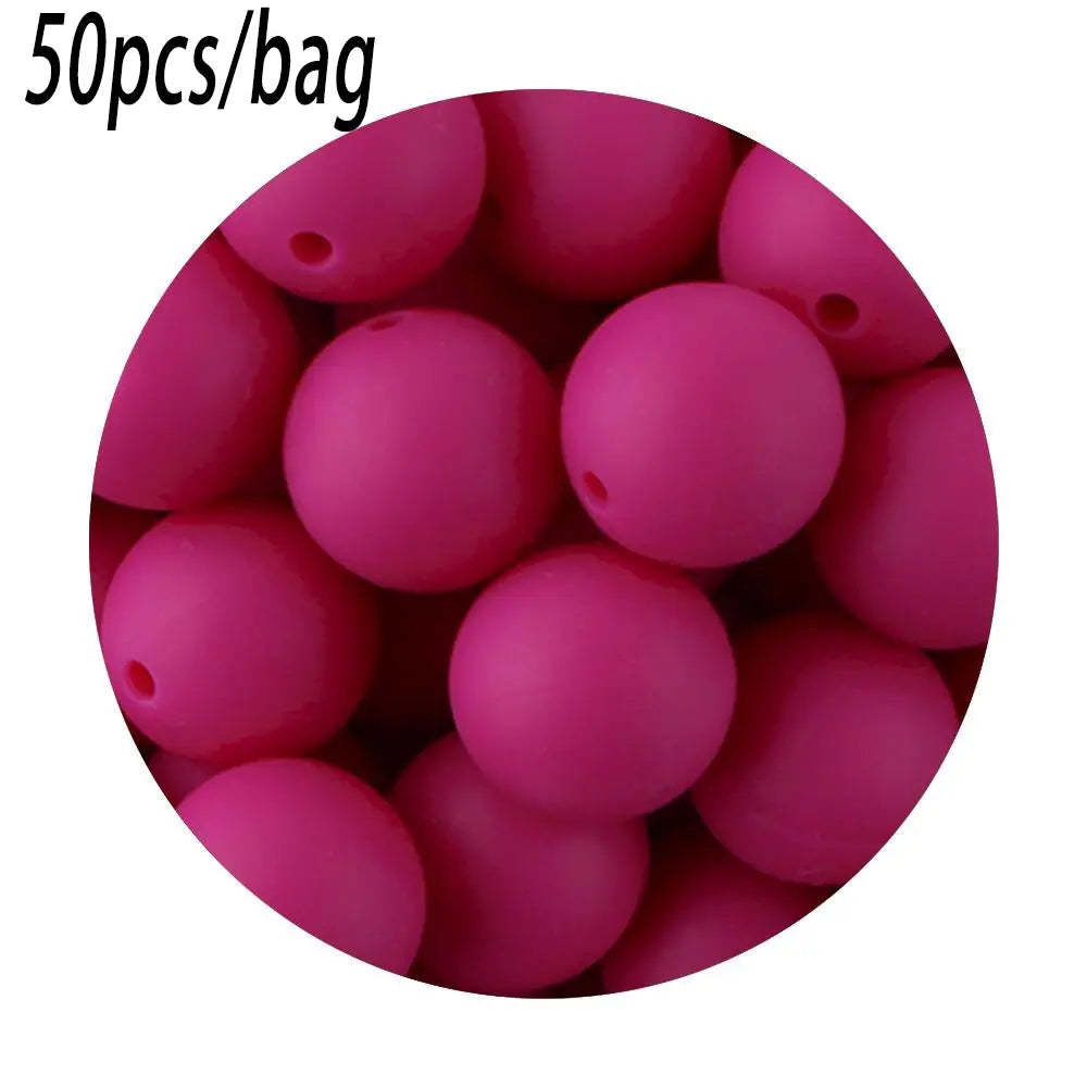 Silicone Beads Kit, 50 pcs Beaded Set of 15 mm Silicone Beads, Bead Assortment and DIY Beading and Jewelry Making Supplies for Keychains, Necklaces and Jewelry Crafts
