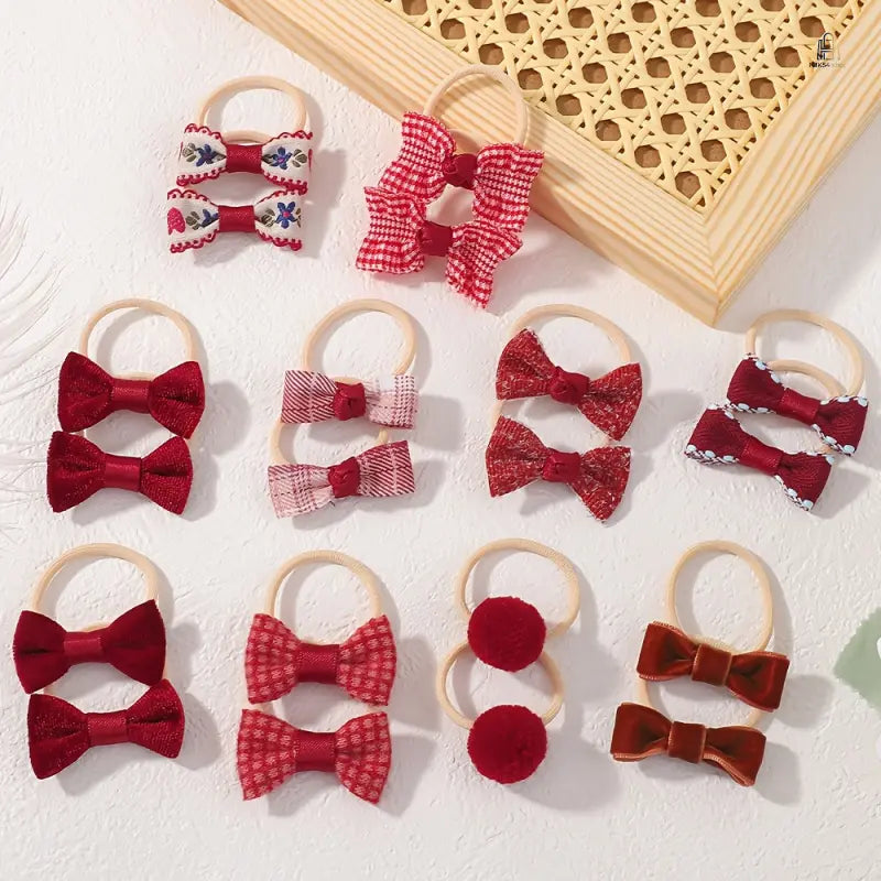 20‑Pcs Boho‑Style Fabric Bow & Flower Hair Ties, Cute Elastic Hair Scrunchies, Soft Decorative Hair Accessories for Daily Hairstyle Styling  >,sohochic