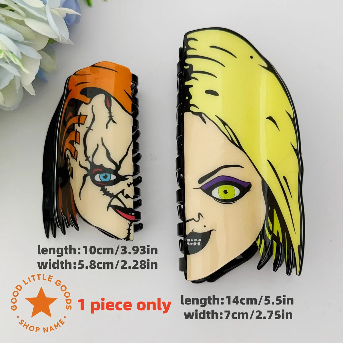 Blue-Haired Girl Double-Sided Claw Hair Clips, Durable Plastic for Women & Girls, FallFreshness, Casual Design, 4 Inches, Unisex, Premium Quality, Perfect Gift for Birthday, Valentine's Day, Graduation