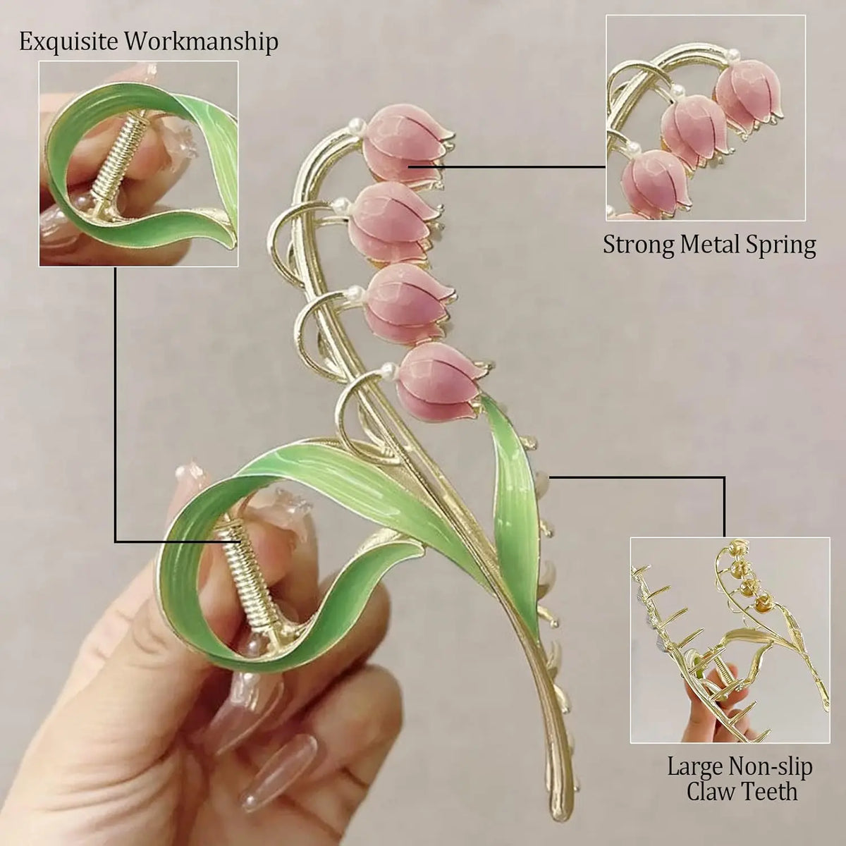 Women's 6PCS Hair Clips - Durable Metal with Floral Accents, Sweet Style Accessories for Women, Ideal for Parties, Showers & Work, Strong Hold for Thick Hair,sohochic