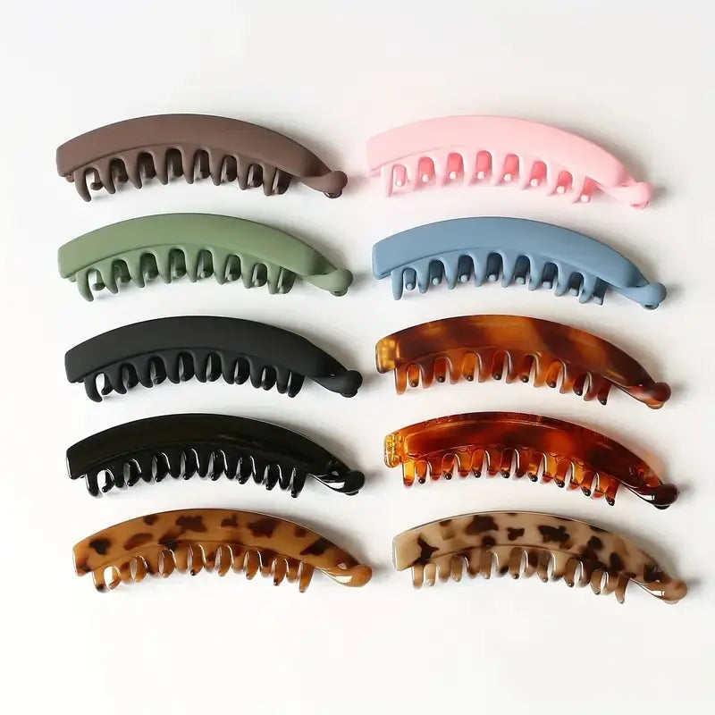 Matte & Tortoise Shell Acrylic Banana Hair Clips - Unisex Strong Non-Slip Grip for Thick, Curly Hair, Ponytail Holders (4,6,10 Pack) - Ideal for Engagement, Memorial Day, Anniversary, Ceremony Events, Daily Wear