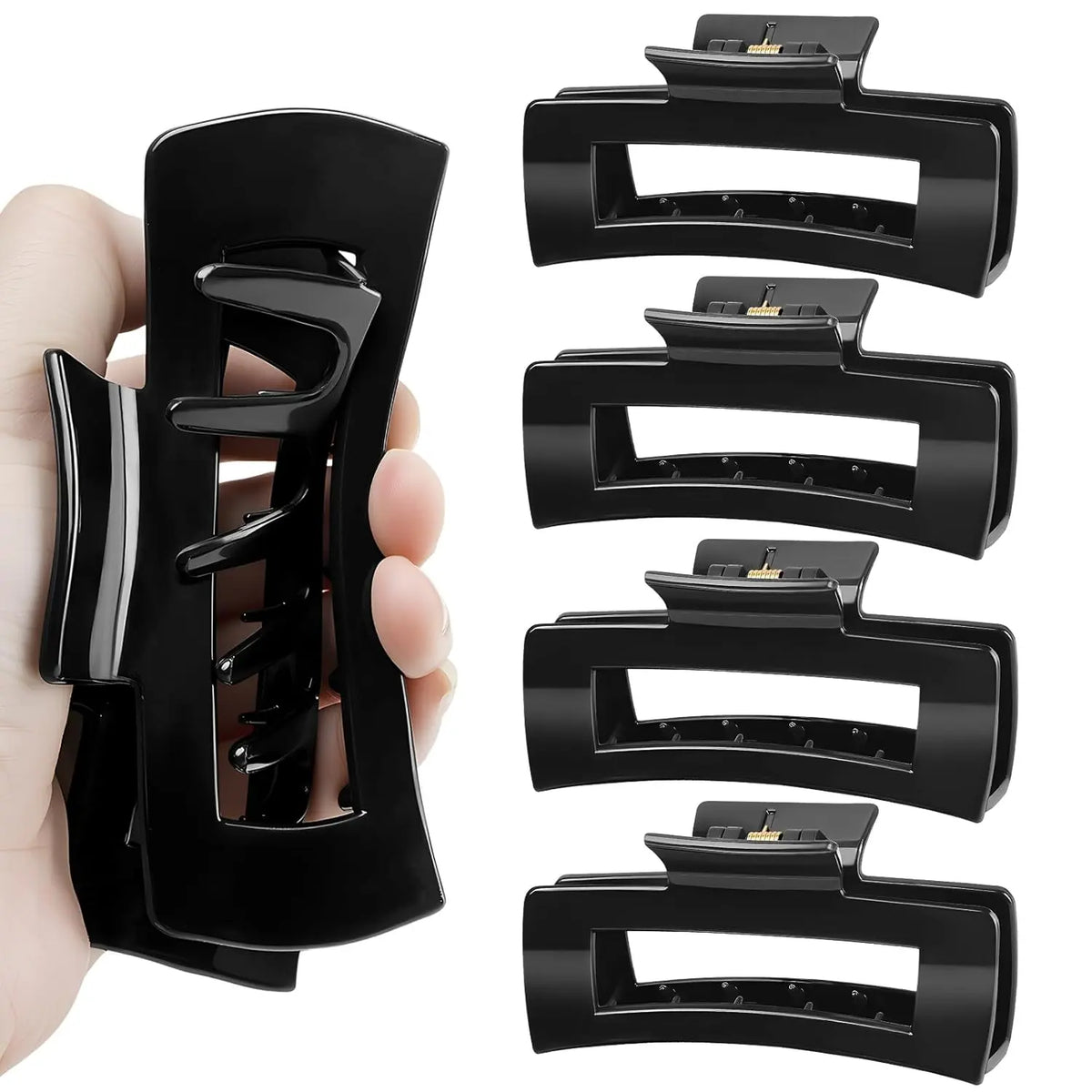 Nylon Hair Claw Clips: Flexible & Unbreakable Safe Large Hair Claws for Thick/Thin Hair Women - Strong Hold 4 Pack 4.3 Inch Big Trendy Jaw Clips, Hair Tools, Flexible Hold