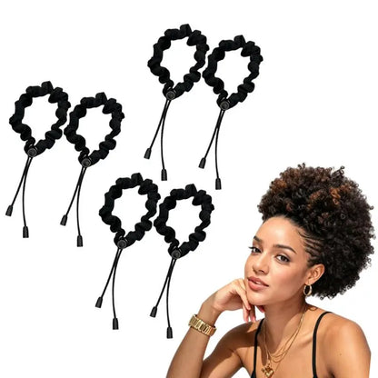 Adjust Satin Hair Scrunchies for Women Girls, Adjustable Hair Ties Soft Than Silk for 4c Girlie Thick Curly Natural Hair, Easy to Use Hair Accessories for Afro Puff Loc Ponytails