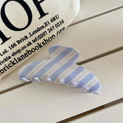 3pcs Pastel Striped Acrylic Hair Claw Clips with Glossy Surface, Durable Spring Clasp Firmly Holds Hair. Two Classic Shapes Suit Thick & Thin Hair, Perfect for Casual Daily Updo Styling.,sohochic