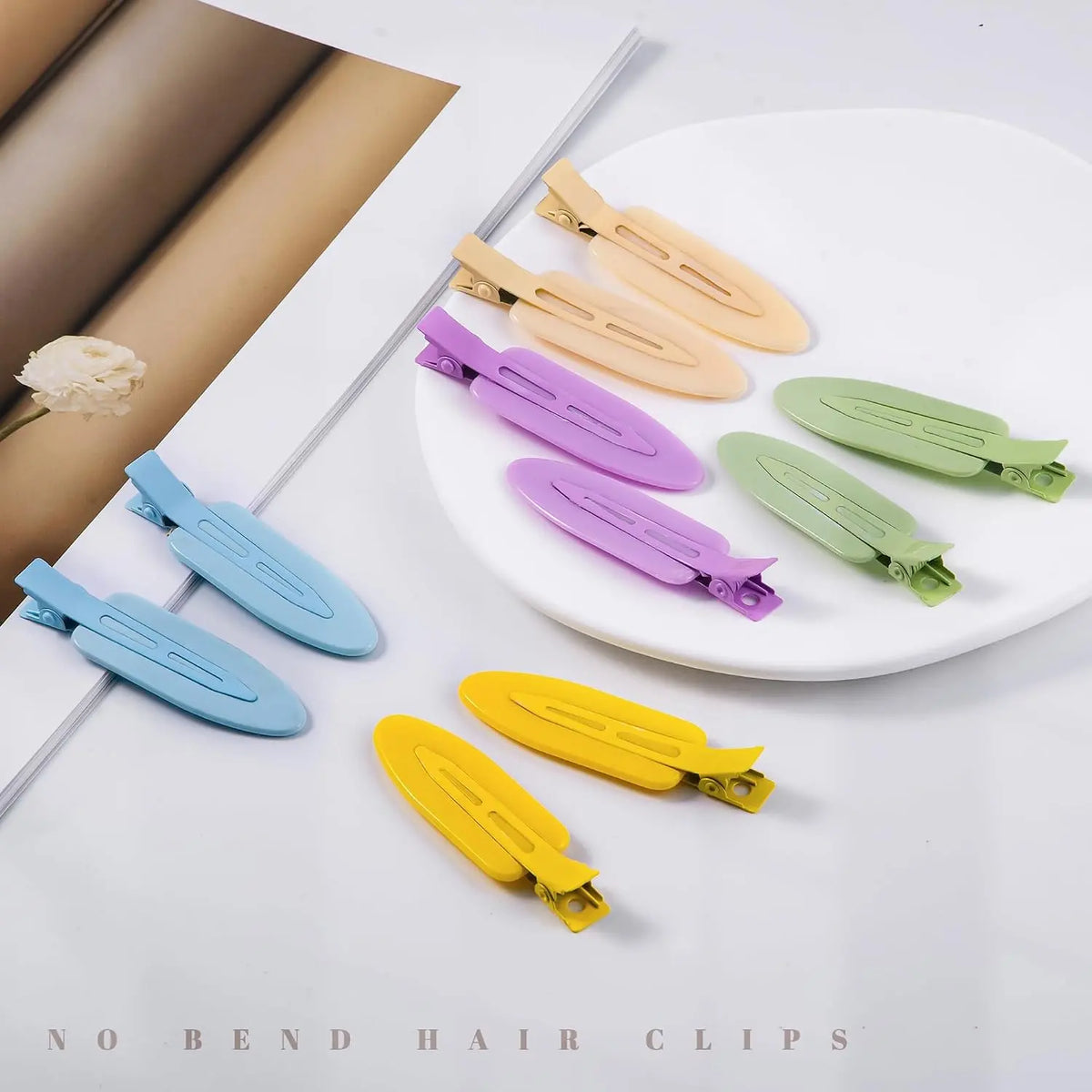 5 Pcs Creaseless No Crease No Bend Flat Hair Clips For Styling Non Slip Makeup Clips For Women Salon Hairstyle,No Crease Hair Clips, Pin Curl Hair Clips for Makeup Hair Styling