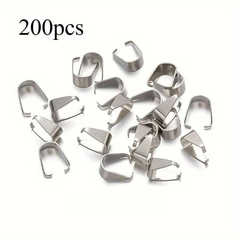 200pcs Stainless Steel Pinch Clip Pendant Clasp Bail Connector for DIY Beading Making Necklace Jewelry Making Supplies Accessories Barrel Clasp Beads And Accessories Metal Accessories