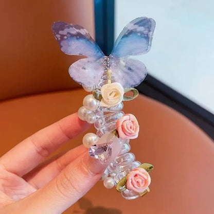 Female Elastic Band Scrunchies, Fairy-Style Rose Motif Phone Cord Hair Ties, Forest-Themed Ponytail Accessories for Bubble Braids, Updos, Daily Wear