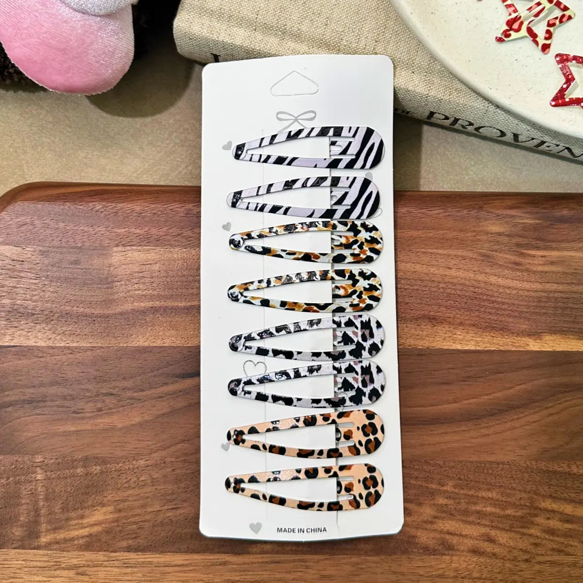 Animal Print Hair Clips, Leopard & Zebra Pattern Barrettes with Star Drop Design, Cute Decorative Hair Accessories for Daily Styling